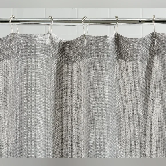 NWT Pottery Barn Gray European Flax Linen Waffle Shower Curtain Size 72X72